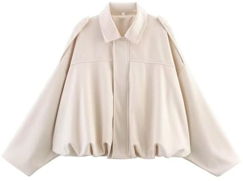 Generico Motorcykeljacka Kvinnor Bomberjacka Softshell Fuskskinn Kort Trench Krage Mocka Ledig Jackor Mode Mocka Varm Kappa Med Dragkedja Vår Vinter Lätt Vintage Jacka, Beige, M