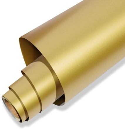 IModeur 30,5 x 900 cm PET-Träger Vinylfolie Plotter Gold Matt - Plotterfolie Vinyl Rolle für Silhouette Cameo, die meisten Schneidemaschine