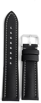 LUGEMA Bracelet De Montre En Toile De Voile 18 Mm, 19 Mm, 20 Mm, 21 Mm, 22 Mm, Étanche, À Dégagement Rapide, Accessoires De Ceinture(Black-gray line,20mm)