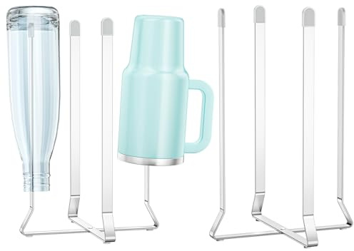 Abtropfgestell Flaschen, Flaschenhalter Küche, Faltbarer Flaschenständer zum Abtropfen, Edelstahl Babyflaschen Trockenständer,Flaschenhalter Abtropfständer, für Plastiktüten, Flaschen (2, Sliver)