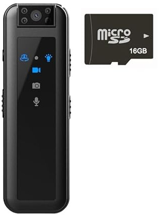AYJYZHIAG Mini telecamera DV con visione notturna a infrarossi HD 1080P, di monitoraggio del movimento invisibile, registratore portatile for le forze dell'ordine all'aperto(Camera 16G card)