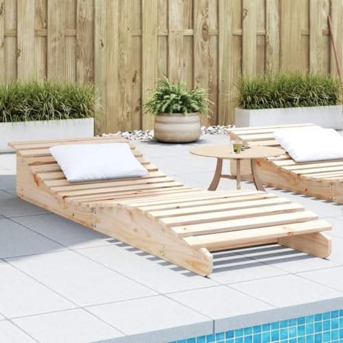 Hoopleep Sonnenliege 205x70x31,5 cm, Massivholz Kiefer, ergonomisch geformt, Latten-Design, für Outdoor Garten Terrasse Pool, robuster Liegestuhl