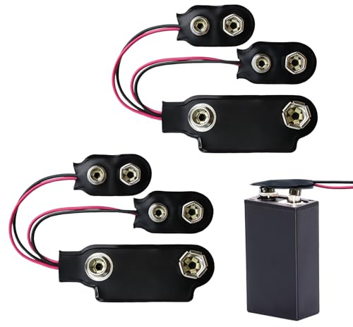 2PCS PP9 9V Battery Adapter, Reusable PP3 9V Battery to PP9 Snap Connector Plastic Leather Battery Snap T-Type Cable Connector Lightweight Replacement for Vintage Battery in Transistor Radios