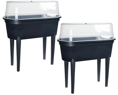 Carousel Home Set of 2 Mini Greenhouse Raised Planters with Cover, 84cm High Garden Grow Tables Indoor Outdoor Veg Planters