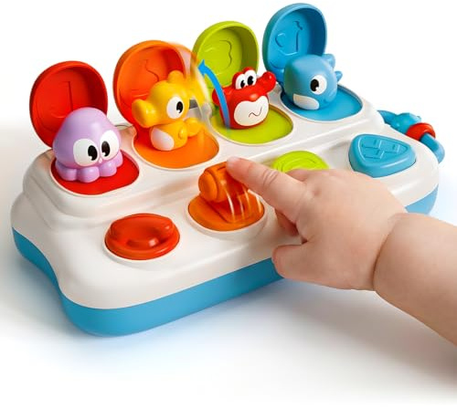 Baby Pop Up Toys for 1 Year Old Boy Gifts, Montessori Cause and Effect Toys for Babies 6-9-12-18 Months Old, Toddler Sensory Toys for Early Motor Skills Development, Baby Shower Birthday Gifts for Boy