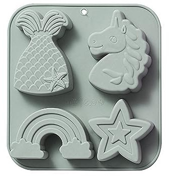 ZWWAAZHF 4 Cavity 3D Unicorns Silicone Flexible Food Grade Clay Resin Ceramics Candy Fondant Candy Chocolate Soap Cake Molds for Baking for Decorations Cake Decorating Pastry Shapes for Epoxy Cakes