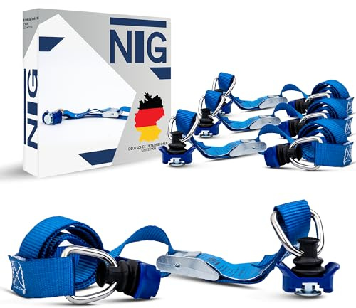1 confezione di 2 pezzi di cinghia di fissaggio con fibbia, completa diraccordo in plastica, per binario Airline. | Cinghia di ancoraggio a cricchetto secondo DIN EN 12195-2 per camion, rimorchi, furgoni, disponibile in set da 1 a 12 pezzi