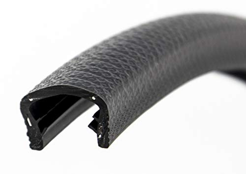 SMI-Kantenschutzprofil KS13-16S für 13-16mm PVC mit Stahleinlage Schwarz selbstklemmend ohne Kleber - Kantenschutz, Kederprofil, Kantenprofil, Kantenschutzleiste für Bleche, Platten (5 m)