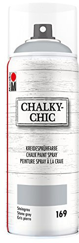 Marabu 02630018169 - Chalky Chic Spray, steingrau 400 ml, deckende, matte Kreide-Sprühfarbeauf Wasserbasis, für samtweiche Oberfläche auf Holz, Metall und Kunststoff, Used Look durch Anschleifen