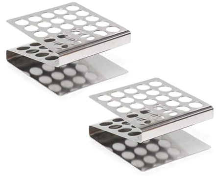 ULAB Edelstahl-Reagenzglas-Gestelle, geeignet für Röhren mit einem Durchmesser von ≤ 16 mm, Z-Form, 25 Löcher, 5 × 5, 2 Stück, UTR1007