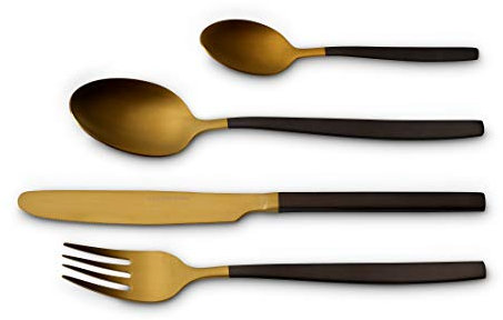 Echtwerk Tafelbesteck Positano Due-Gold/Black Edition, 24-teilig, für 6 Personen, 18/10 mattiert, Edelstahl, Hochwertiges Besteck Set, für Esstisch, Tischdeko für Hochzeiten und festliche Tafeln