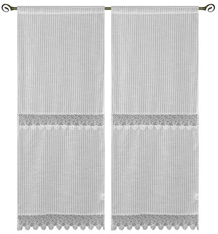 EUROSTYLE Coppia Tendine Lille Effetto Lino Macrame' SEMICOPRENTE Panna (60X240CM)