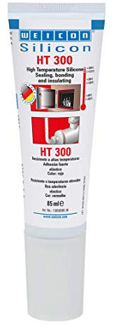 WEICON HT 300 85 ml | Adhesivo de alta temperatura para sellar cordón y cinta adhesiva de sellado, adhesivo para hornos, adhesivo para chimeneas, rojo