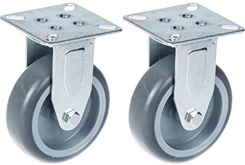 75mm 3 castor grey rubber tyre, fixed, 120kg capacity, set of 2