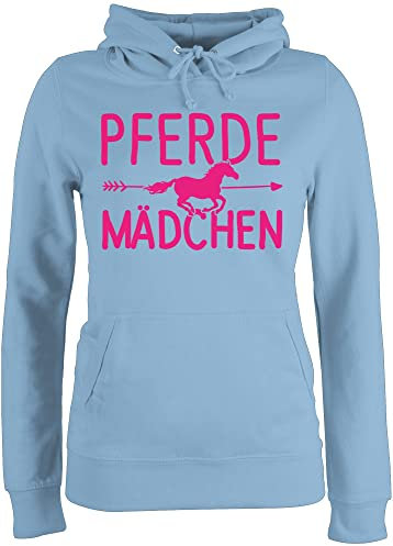 Pullover Damen Hoodie Frauen - Pferde Mädchen Geschenk Pferdemädchen I Pferdeliebhaberin Geschenke Reiterin - S - Hellblau - reitoberteil pferdeliebhaber pferd pulli pferdepulloverdamen reiten