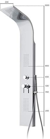 Keller Taps Colonna Doccia sospesa in Acciaio Inox Lucido con soffione a Pioggia e soffioni Laterali. Dotata di Miscelatore,deviatore,Flessibile e doccetta - 4000 Inox Lucido
