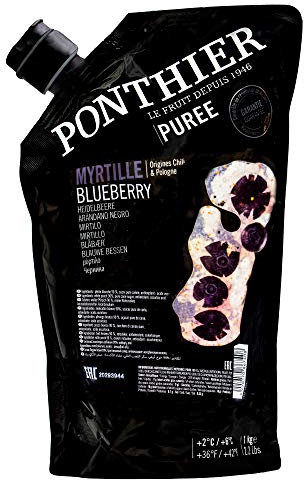 Food-United HEIDELBEEREN PÜREE Frucht-Püree von Ponthier 1KG für Smoothie-Bowl-Sorbet-Quark-Joghurt-Müsli-Topping ohne künstliche Zusätze sorgfältig ausgewählte Früchte