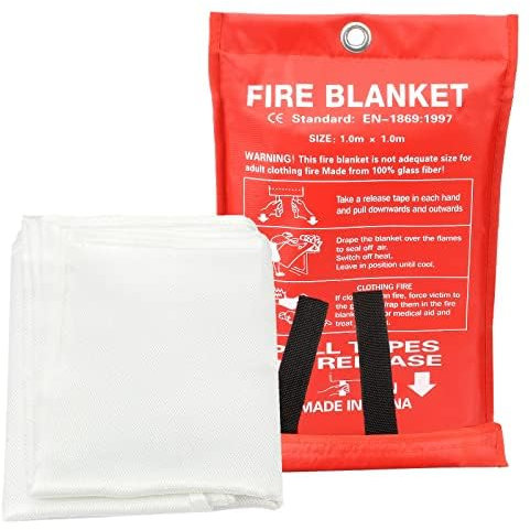 Noosverl - Coperta antincendio in fibra di vetro, COPERTA IGNIFUGA ANTIFIAMMA, da parete, per cucina, ufficio, garage, camino (1 m x 1 m)