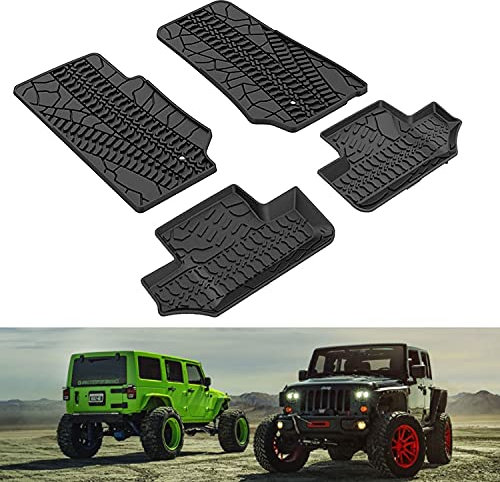 CKPEOR Fußbodenmatten Kompatibel Mit Jeep Wrangler JK 2 Türen 2007-2013 Vorder- Und Heck-Allwetter-Schutzmatten TPE-Boden-Teppich-Unterlage-Set