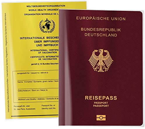 OLGS Reisepass/Impfpass Hülle transparent | Impfpasshülle, Reisepasshülle für Kinder und Erwachsene| Schutzhülle für NEUEN Impfausweis & Reisepass 10x13,7cm – MADE IN GERMANY (Blanko 5 Stk.)