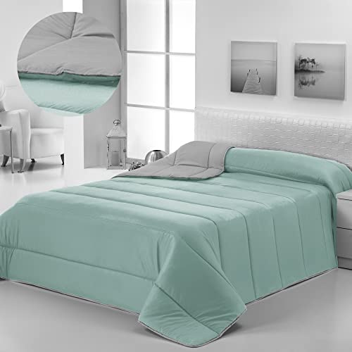Donegal Collections - Edredón Nórdico Bicolor Reversible Cama 80/90 cm Color Aqua/Gris. Edredón de Fibra 350 g /m3, Ligero, Tacto Suave, Transpirable Otoño/Invierno