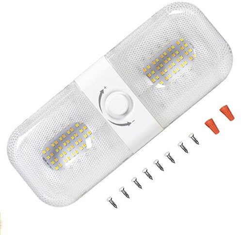 Auto Innenleuchten, 12V 120 LED Wohnwagen Licht mit 3 Farben Dimmbar Schalter, 10W 12Volt Innenraum Campervan Deckenleuchten für Wohnmobil, Wohnmobil, Wohnwagen, Boot, Marine (Rechteckig)