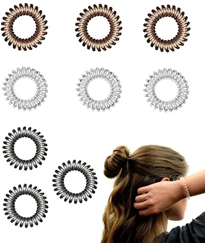 9 Stück Telefonkabel haargummi elastisch Haarband,3 Farben Spirale Telefonkabel groß Anti Spliss Zopfgummi Fitness Haarband Haargummi Spiral klein für Mädchenn und Dame