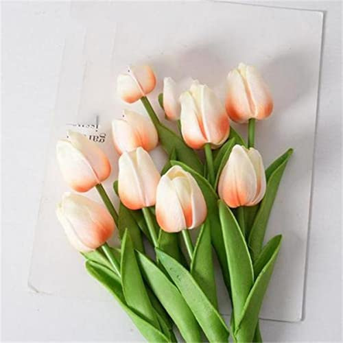 ESCATIC Decorazione da tavola Fiore finto Pianta Decorazione di nozze Bouquet di tulipani Decorazione Decorazione Regali di festa 1 ramo Tulipano Fiore artificiale-Light Champagne