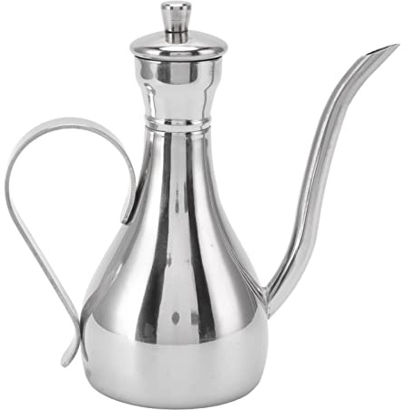 Tomotato 350ml Edelstahl Olivenöl Spender, Nicht Tropf Auslauf Öltopf | Essig und Öl Spender mit Deckel Ölflasche für Küche Restaurant BBQ Kochen Grillen