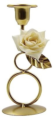 Chandelier Doré Métal, Rétro Supports pour Bougies Piliers, Romantique Chandelier Mariage avec Roses, Support Décoratif en Métal pour Mariage, Dîner, Fête, Décoration de La Maison, Type 1