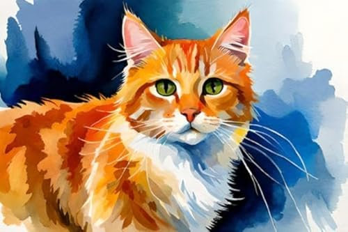 adrium Acryl-Bild 140 x 90 cm: Buntes, lebendiges Gemälde einer Katze. Digitale Kunstillustration. Ölgemälde. KI-generiertes Kunstwerk (204896960)