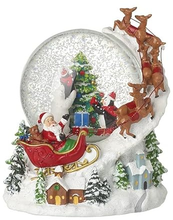 Heaven Sends Palla di neve musicale natalizia con Babbo Natale sulla slitta