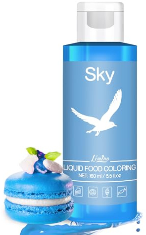 Lebensmittelfarbe - 160ml Flüssige Lebensmittel Farben für Kuchen, Backen, Kekse, Macaron - Zuckerfrei Konzentrierte Farbe Food Coloring für Tortendeko, Getränken, Osterei, DIY Seife (Sky)