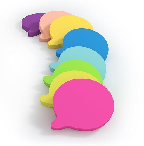 KIFZM Haftnotizen in Blasenform, 75 x 75 mm, 8 leuchtende Farben, 8 Blöcke mit je 80 Blatt, insgesamt 640 Blatt, Bürobedarf, 8 Stück