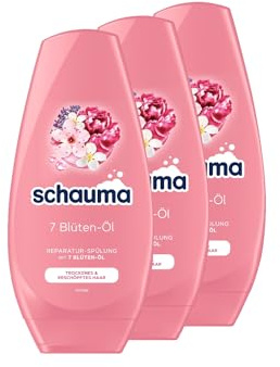 Schauma Schwarzkopf Reparatur-Spülung 7 Blüten-Öl (3x 250 ml), Haarspülung für trockenes und erschöpftes Haar, Pflegespülung verleiht strahlenden Glanz ohne zu beschweren