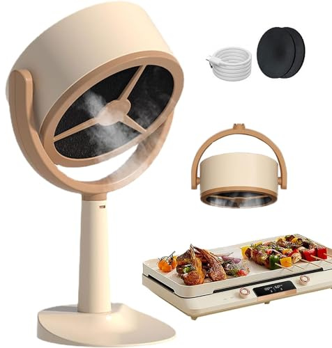 Cordless Desktop Range Hood, 3000mAh 2 Speed Exhaust Fan, 125° Adjustable Portable Range Hood, With 2 Filter Cotton, Removable Mini Range Hood for BBQ, Hot Pot