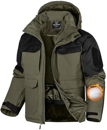 FREE SOLDIER Men's Waterproof Ski Winter Jacket Warm Winter Snow Snowboard Coat with Multi Pockets Detachable Hood