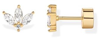 PAVOI 14K Yellow Gold Plated 925 Sterling Silver Posts Mini Stud Flat Back Earrings for Women | Helix Cartilage Piercing Jewelry | Dainty Cubic Zirconia Lotus Stud Earring Pair