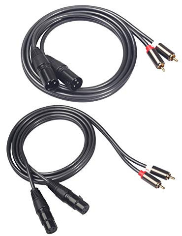 Goorvoucs 2 Pcs 1.5M 5Ft Dual Male to XLR Cable 2 XLR to 2 Plug Adapter Hifi Stereo Audio Extension Cable, 1 Pcs Male to XLR Male Cable & 1 Pcs Male to XLR Female Cables