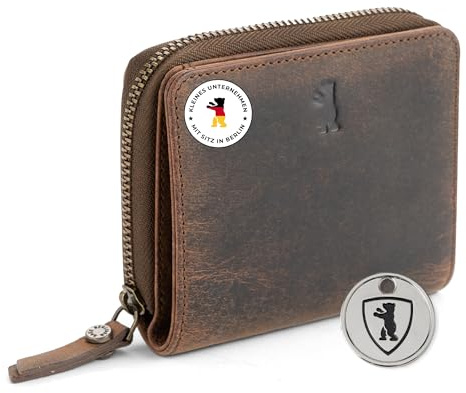 Berliner Bags Geldbörse Damen Sara Vintage, Portemonnaie aus Leder - Braun | Kleiner Geldbeutel mit TÜV-geprüftem RFID-Schutz, Platz für 8 Karten, inklusive Geschenkbox