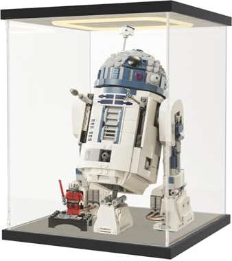 Nynelly Vitrine Acrylique pour Collection avec Lumière LED -Boite Vitrine pour Lego 75379 75416 75304 75349 - Anti-Poussière Plexiglas Vitrine Figurine-20 x 20 x 25 cm - Noir