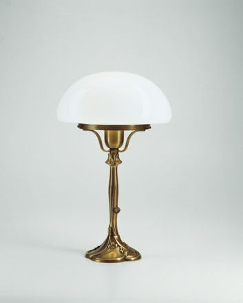 Licht-Erlebnisse Pilzleuchte Messing Glas in Berliner Messing Schlafzimmer Wohnzimmer 39 cm E27 bis 75 W Zugschalter blendarm Ornamente wohnliche Nachttisch Tischlampe klein
