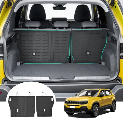 GAFAT Kompatibel mit Jeep Avenger Hybrid EV 2025 2026-2023 Kofferraummatte Rücksitze Schutz Polster Matten, Leicht zu Falten, TPE Allwetter Kofferraumwanne Original 3D-Scan, Avenger Zubehör [2 Stück]