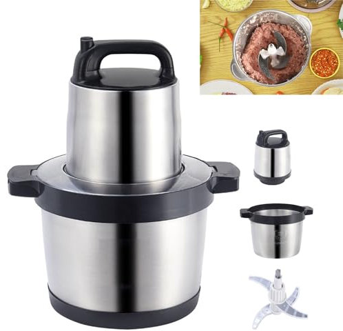 Tritacarne Elettrico E Tritatutto Da 6 Litri – Tritacarne Multifunzione in Acciaio Inox A 2 Velocità Per Carne, Pesce, Verdure – Grande Capacità, Facile Da Pulire, Robot Da Cucina Resistente ,6L