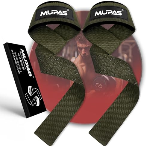 MUPAS Straps Palestra - Cinghie Potenti Sollevamento Pesi - Fasce Resistenti per Stacchi, Gym & Lifting，5MM Imbottita Supporto Polsa, Uomo Donna
