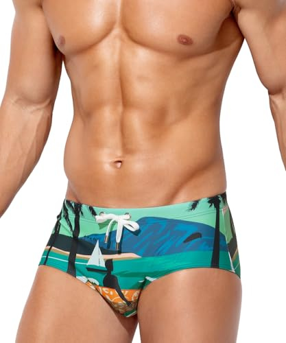 Casey Kevin Costumi da Bagno Uomo Slip da Bagno per Spiaggia Pantaloni da Vita Bassa Coulisse Parigamba da Bagno per Nuoto