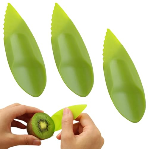 3Pcs Green Kiwis Fruit Spoon Handheld Scoop Reusble Washable Kitchen Peelers Peeling Slicing Tools Slicer Accessories Peelers Peeling, Grating and Slicing Tools