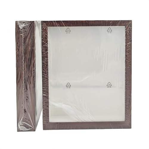 Skugglåda bildram med HD transparent PET-bräda – trä ihålig fotoram för blomtryck, snäckskal displaybox, minnesskugglåda. (Brun, 8,6 x 10,6 cm, 2 st)