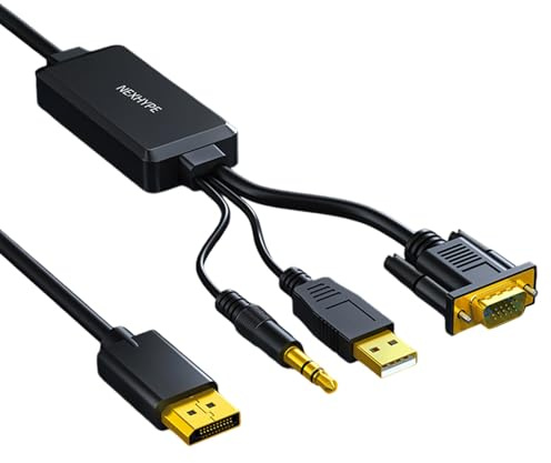 HDOYTXXM Câble de conversion vidéo VGA vers DisplayPort de 2 m de long - Transparent 1080p de l'ordinateur à la télévision