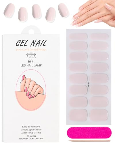 JUKOTA Pegatinas de Uñas Gel Semicurado,Pegatinas Autoadhesivas para Nail Curado UV,Accesorios para Diseño de Uñas,Decoración de Nail DIY para Niñas y Mujeres(Rosa)